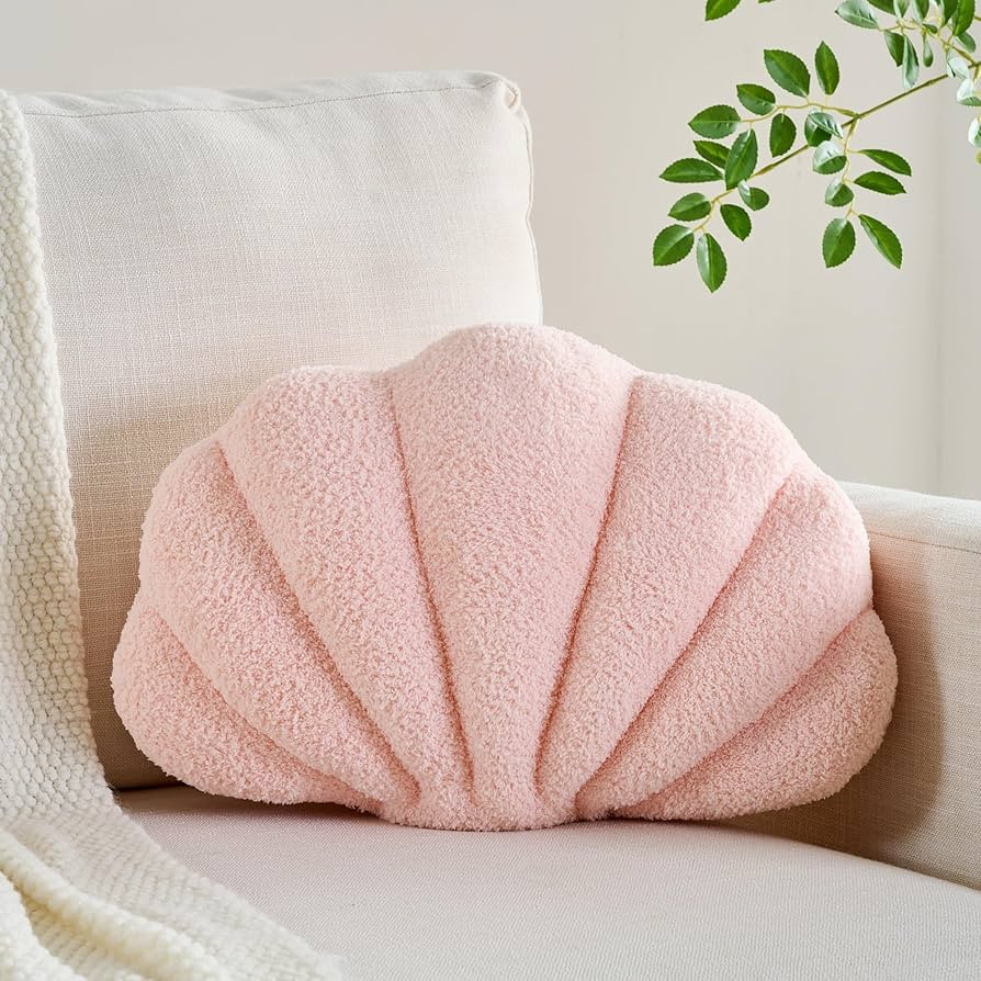 Shell Pillow Seashell Decorative Pillow Light Pink Beachy Coastal Shell Shaped Throw Pillows 13x1... | Amazon (US)