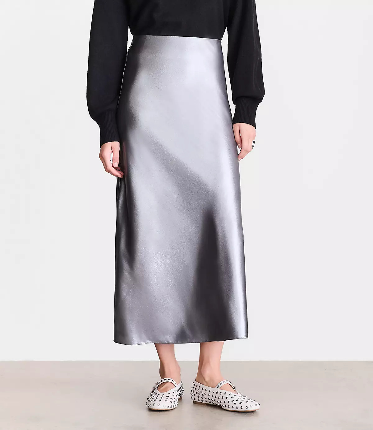 LOFT Versa Shimmer Bias Midi Skirt | LOFT