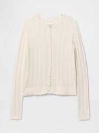 Linen-Blend Pointelle Cardigan | Gap (US)