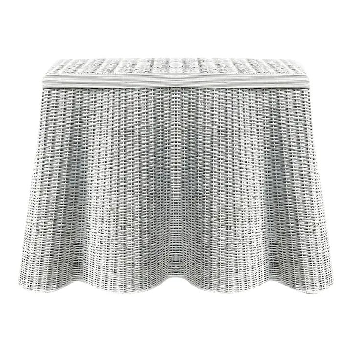 Scalloped Wicker Console Table in White, 48" | Chairish
