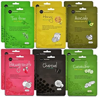 Celavi Essence Facial Face Mask Paper Sheet Korea Skin Care Moisturizing 12 Pack (Mix - 2 of Each... | Amazon (US)