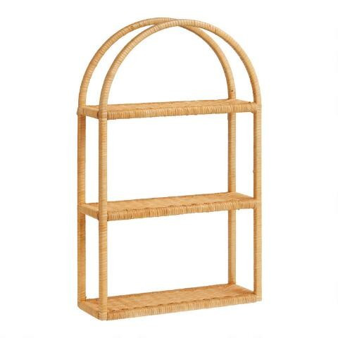 Wrapped Rattan Arched 3 Tier Wall Shelf | World Market