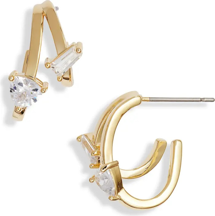Mixed Cubic Zirconia Half Hoop Earrings | Nordstrom