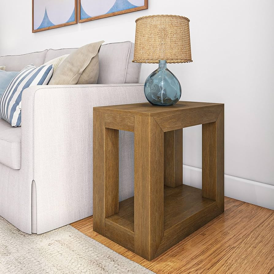Plank+Beam Modern Rectangular Side Table with Shelf, 25", Solid Wood Narrow End Table for Living ... | Amazon (US)
