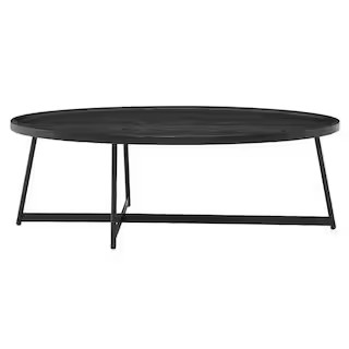 HomeRoots Amelia 48 in. Ash Veneered/Black Large Oval Wood Coffee Table-370465 - The Home Depot | The Home Depot