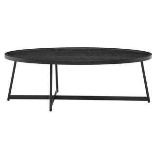 HomeRoots Amelia 48 in. Ash Veneered/Black Large Oval Wood Coffee Table-370465 - The Home Depot | The Home Depot
