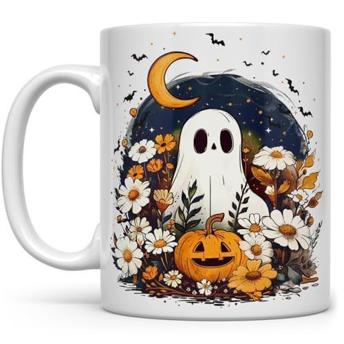 Loftipop Fall Halloween Ghost Coffee Mug, Cottagecore Autumn Foliage Pumpkin Spooky Season Gift Cup for Mom Friend Coworker Him Her (11oz) | Amazon (US)