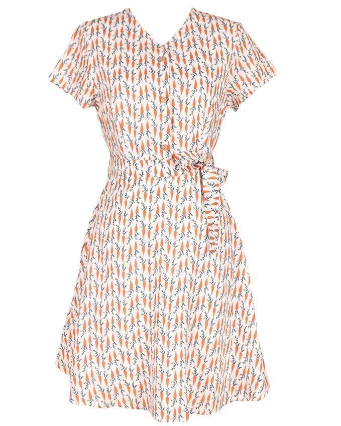 Sidecca Women's Vintage Style Carrot Print Button Down A-Line Dress | Amazon (US)