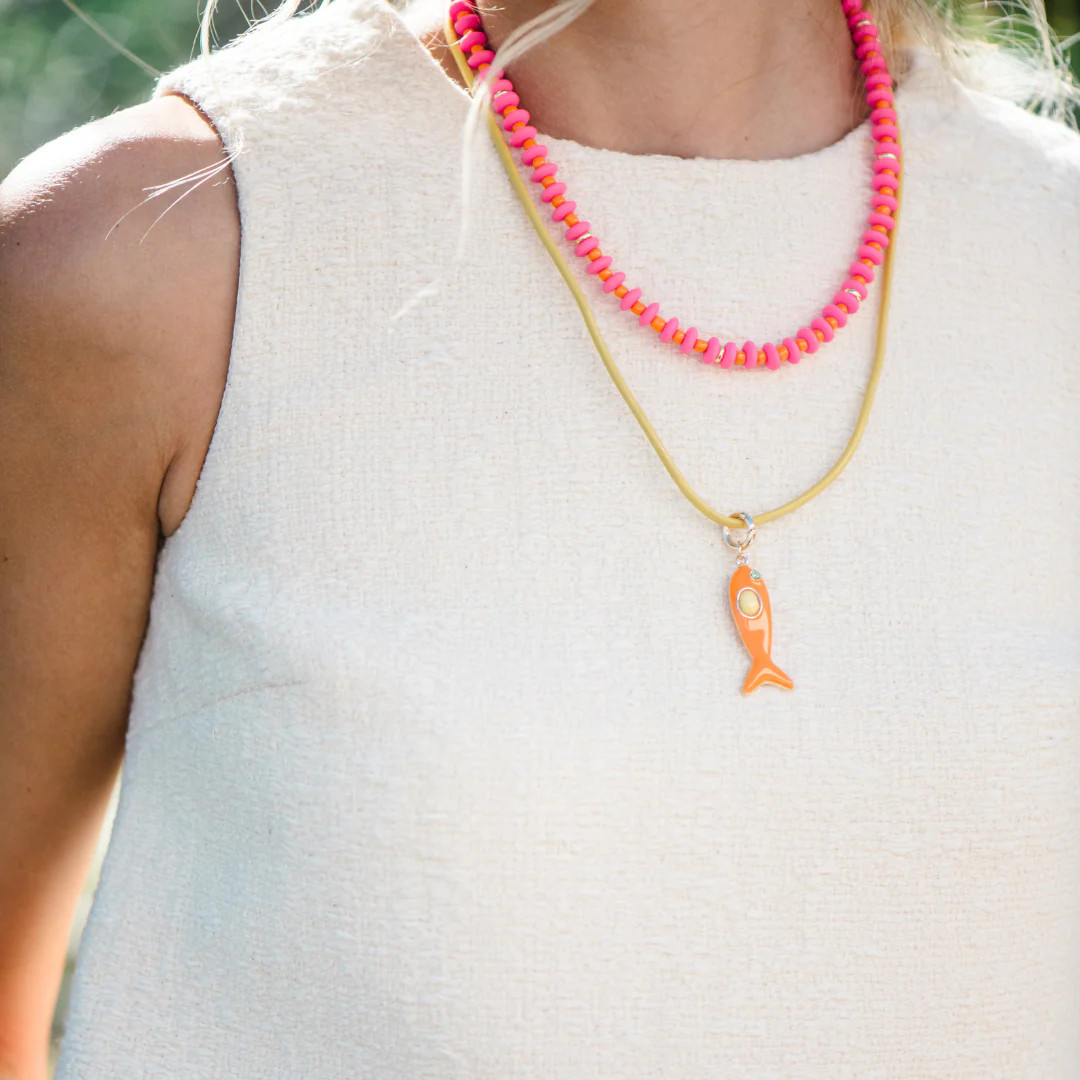 Leather Fish Necklace - Orange Fish | Smith and Co. Jewel Design