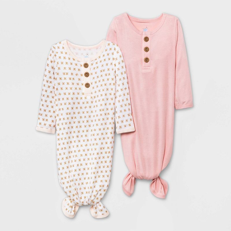 Baby Girls' 2pk Modal Tie NightGown - Cloud Island™ Pink | Target