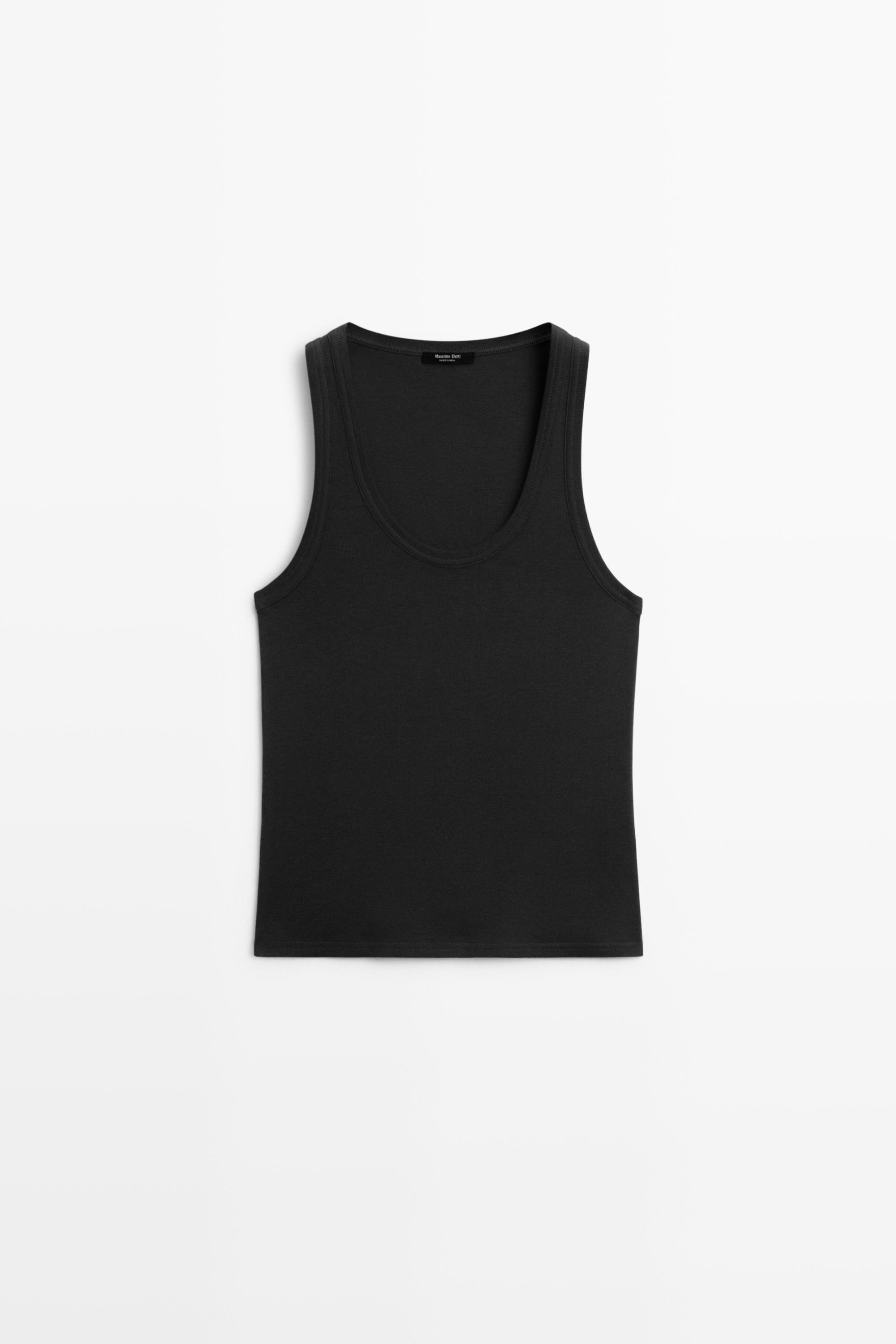 Sleeveless 100% cotton T-shirt | Massimo Dutti UK