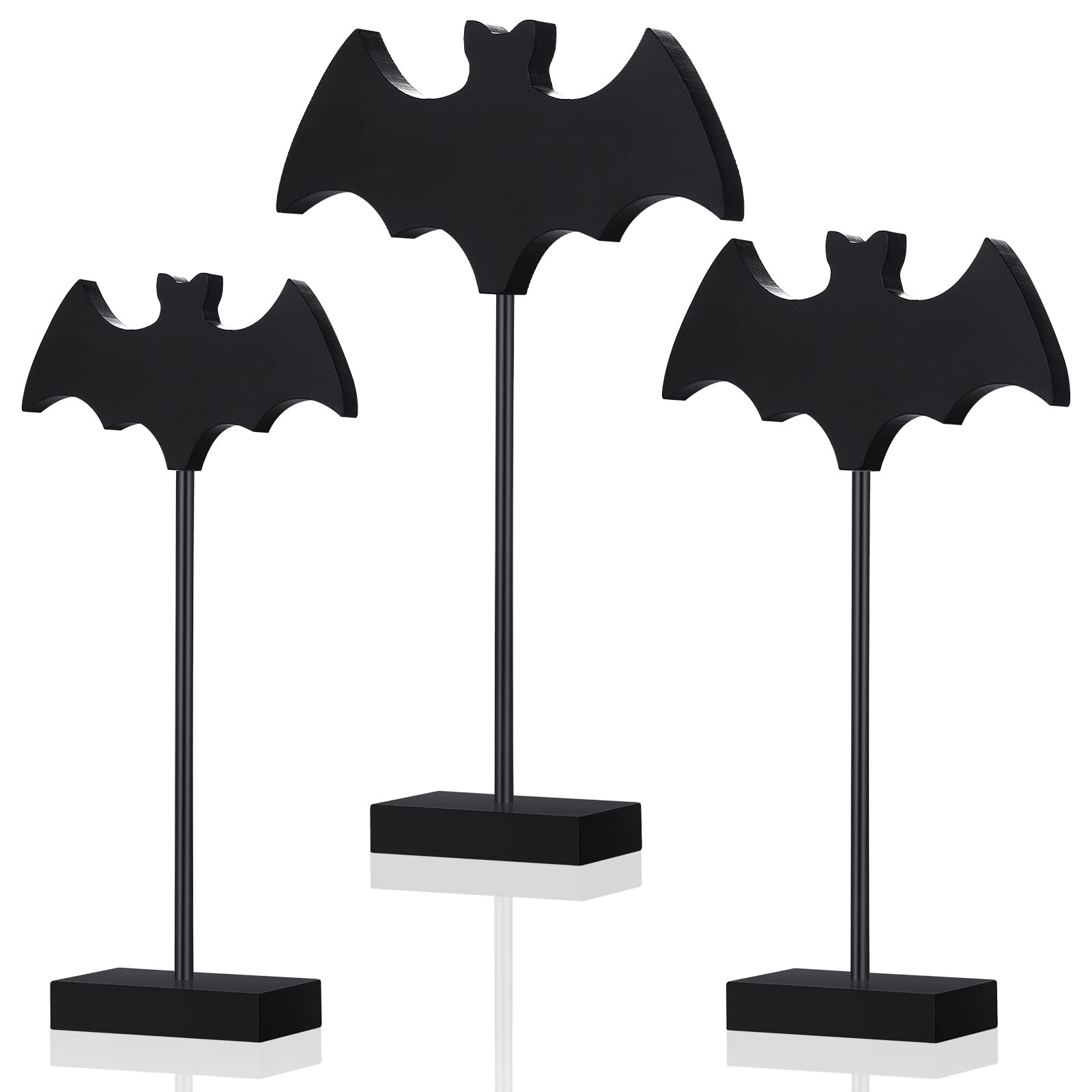 Shellwei 3 Pieces Halloween Wood Table Decor Bat Wooden Table Topper Sign Fall Tall Standing Wood... | Amazon (US)