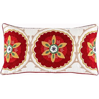 YURICO Cotton Linen Throw Pillow Covers Vintage Farmhouse Boho Embroidered Decorative Personalize... | Amazon (US)