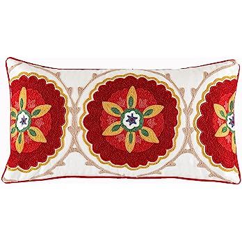 YURICO Cotton Linen Throw Pillow Covers Vintage Farmhouse Boho Embroidered Decorative Personalize... | Amazon (US)