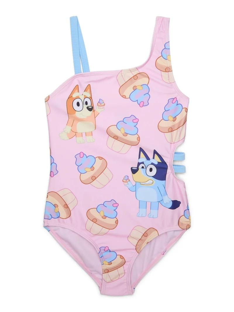Bluey and Bingo Girls Cupcake Graphic One-Piece Swimsuit with UPF 50+, Sizes 4-12 | Walmart (US)