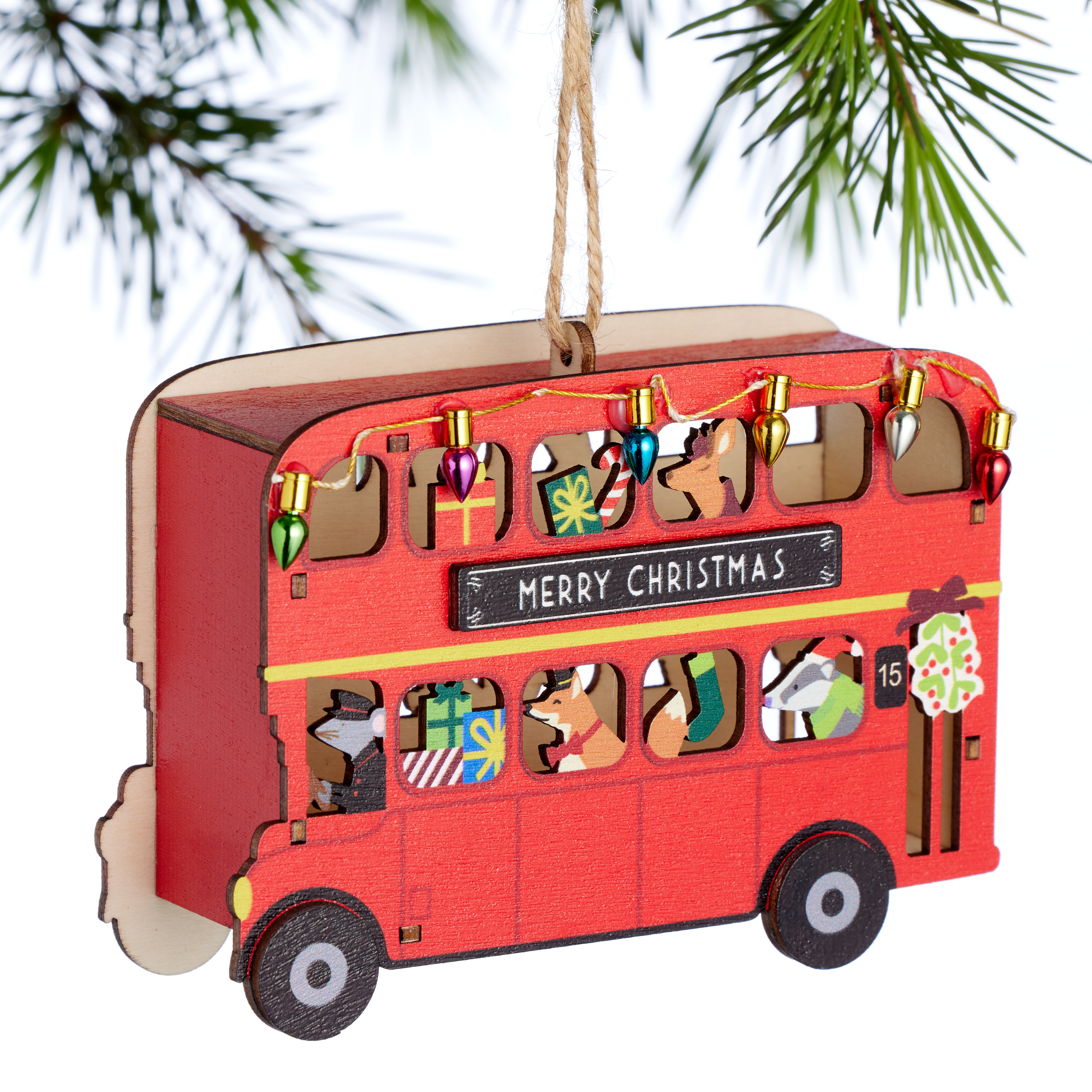 Laser Cut Wood London Bus Ornament | World Market