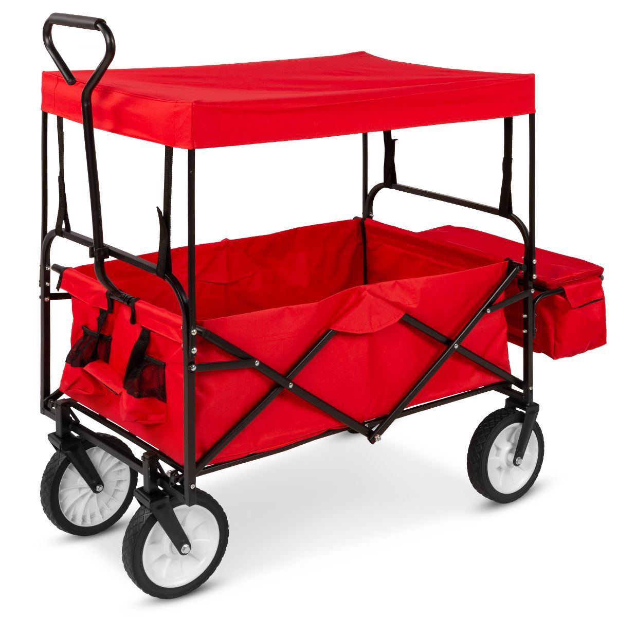 Best Choice Products Folding Utility Cargo Wagon Cart w/ Removable Canopy, Cup Holders | Target