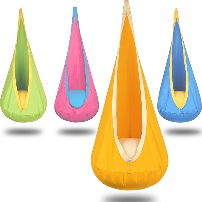 Kids Pod Swing Hanging Seat Child Hammock Chair Indoor and Outdoor Sensory Swings 100% Cotton Loa... | Amazon (US)