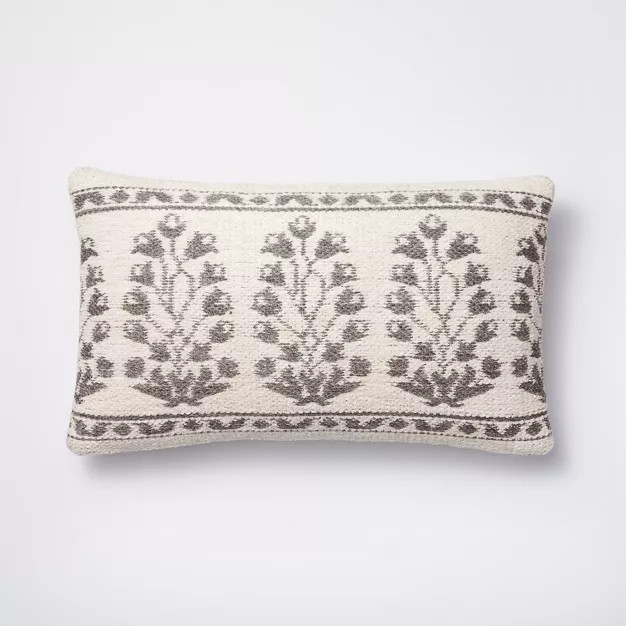 Woven Jacquard Floral Pillow Blue/Cream - Threshold™ designed with Studio McGee | Target