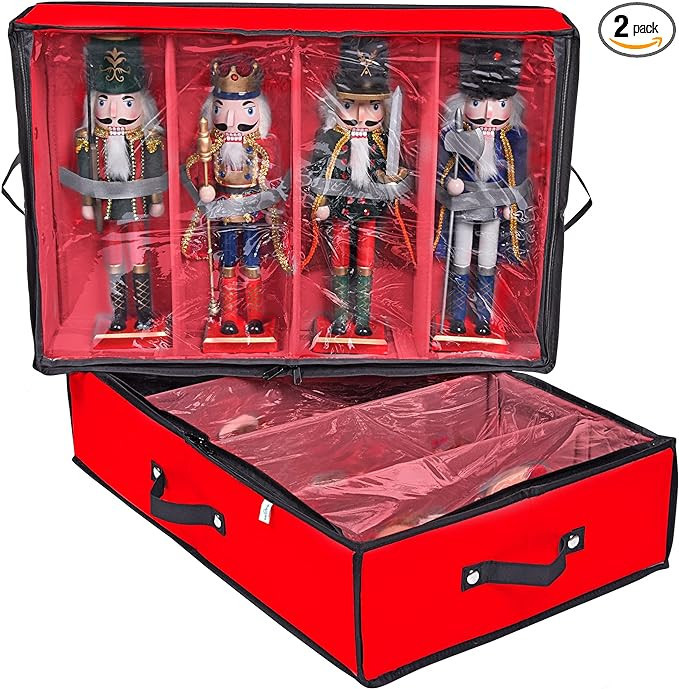 ProPik 2 Pack Christmas Figures Storage Box | Each Holds 4 Holiday Figurines up to 16” | Adjust... | Amazon (US)