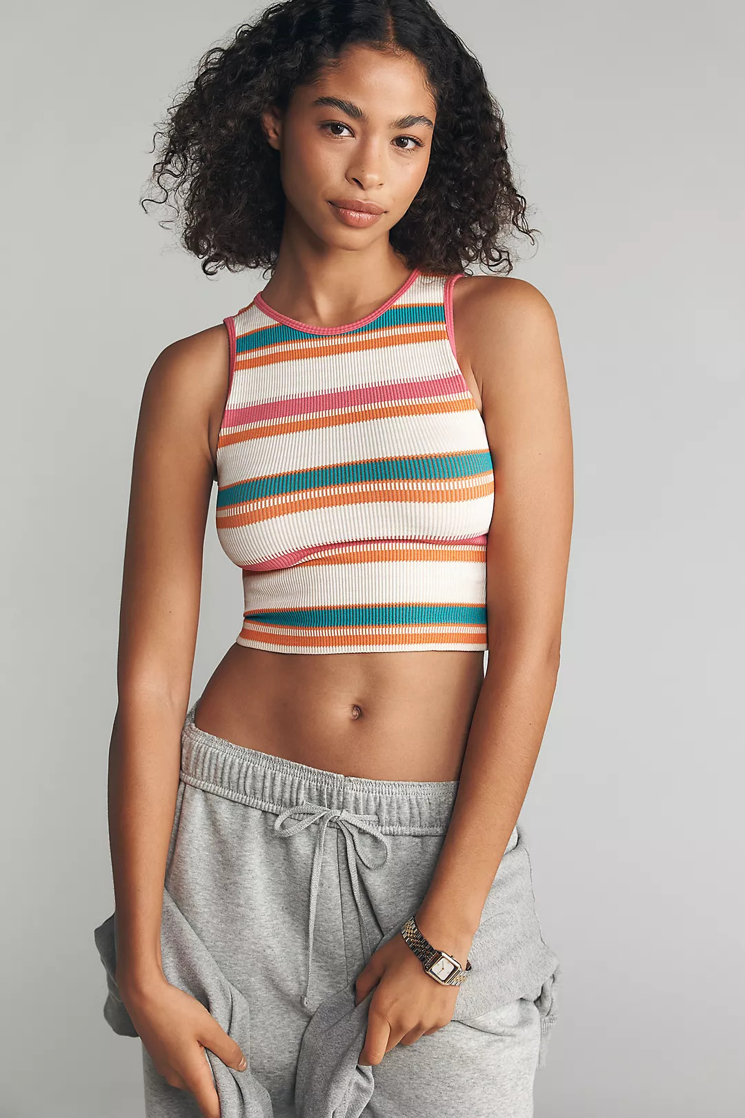 Reegan Crew-Neck Crop Racerback Seamless Tank : Striped Edition | Anthropologie (US)