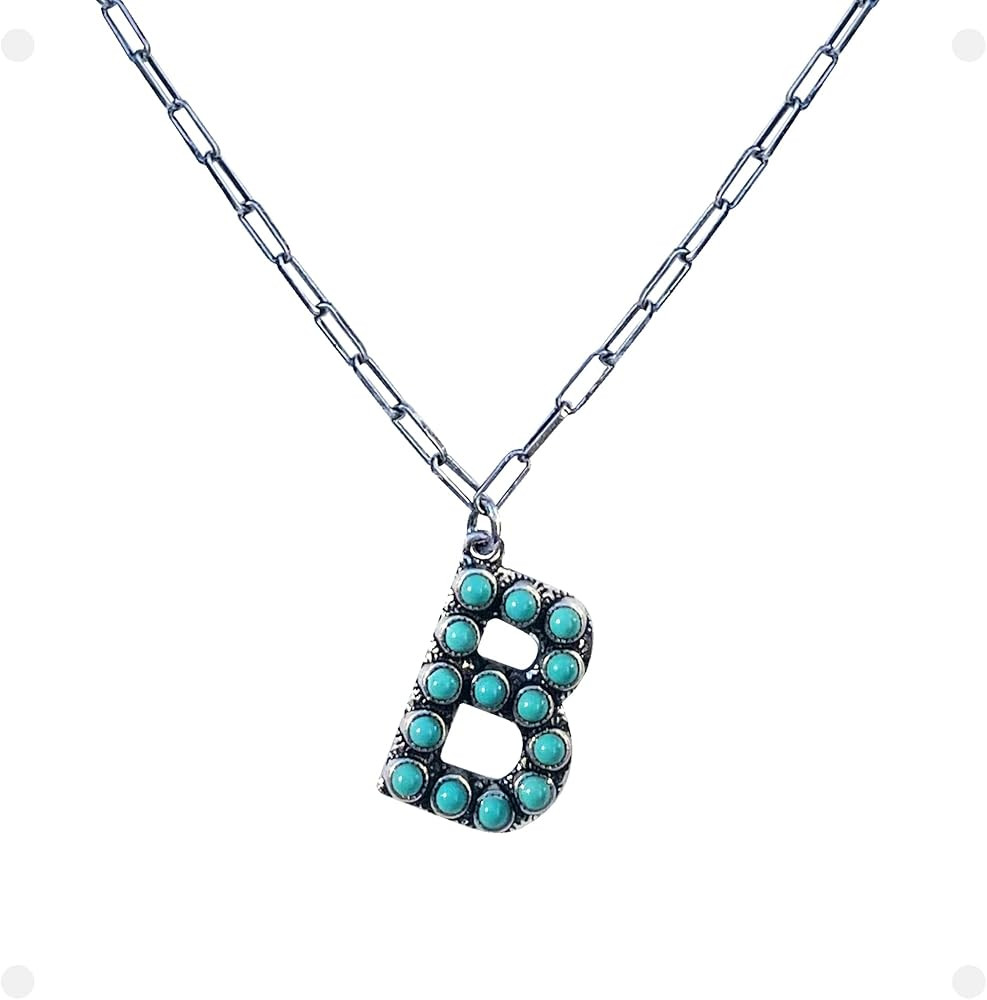 Western Boho Turquoise Letter A-Z Pendant Initial Necklace | Amazon (US)