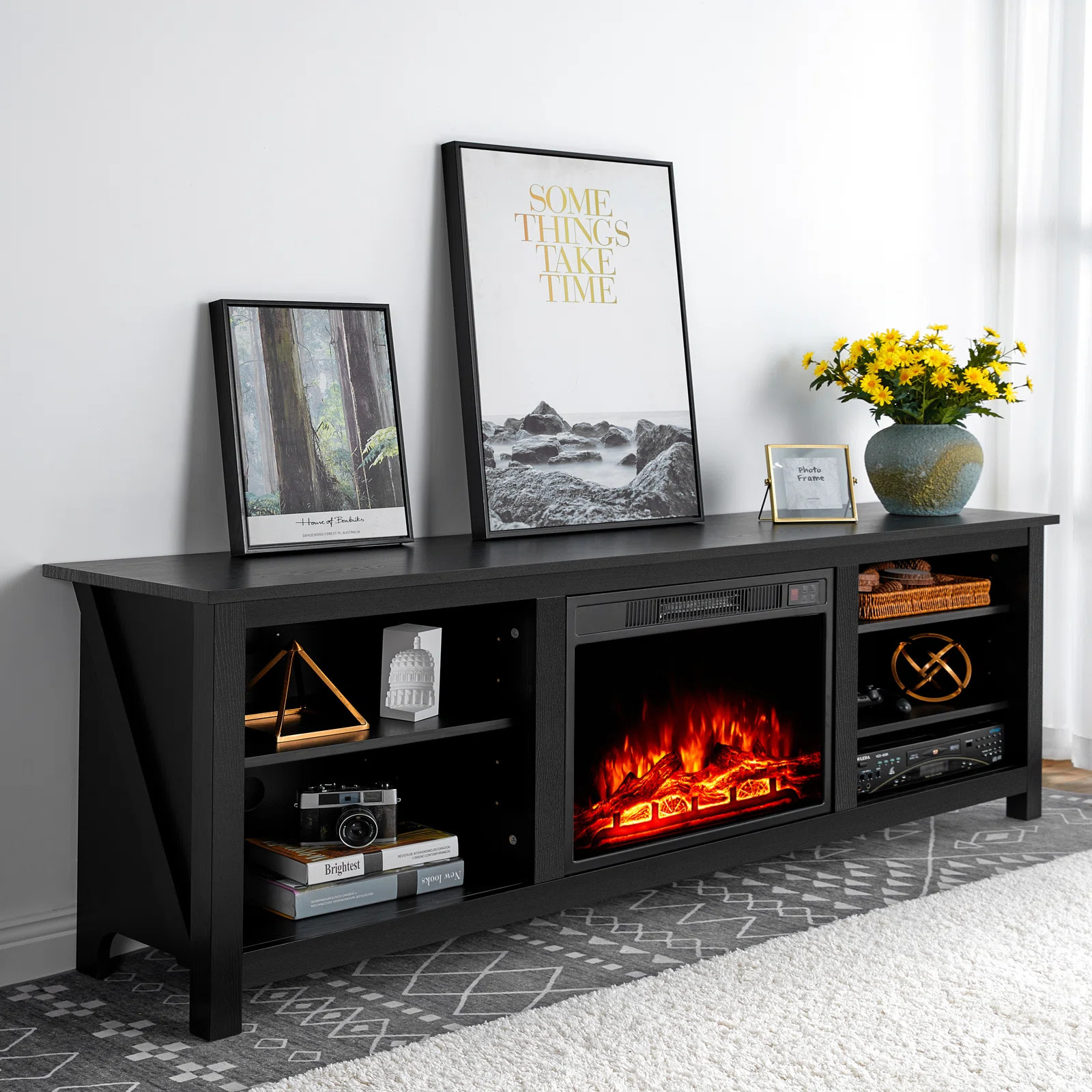 Latitude Run® Aiert TV Stand for TVs up to 78" with Fireplace Included & Reviews | Wayfair | Wayfair North America