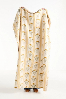 Gauze Cotton Sherpa Floral Printed Throw Blanket | Anthropologie (US)