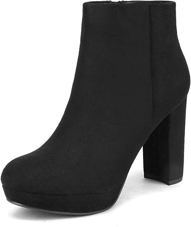 DREAM PAIRS Women's Stomp High Heel Ankle Boots | Amazon (US)