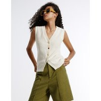 Button Up Knitted Vest - Beige / M | Urban Revivo