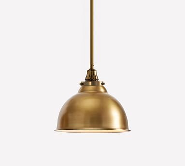PB Classic Metal Bell Brass Pendant Hood + Brass Romantic Pole Kit, Small | Pottery Barn (US)