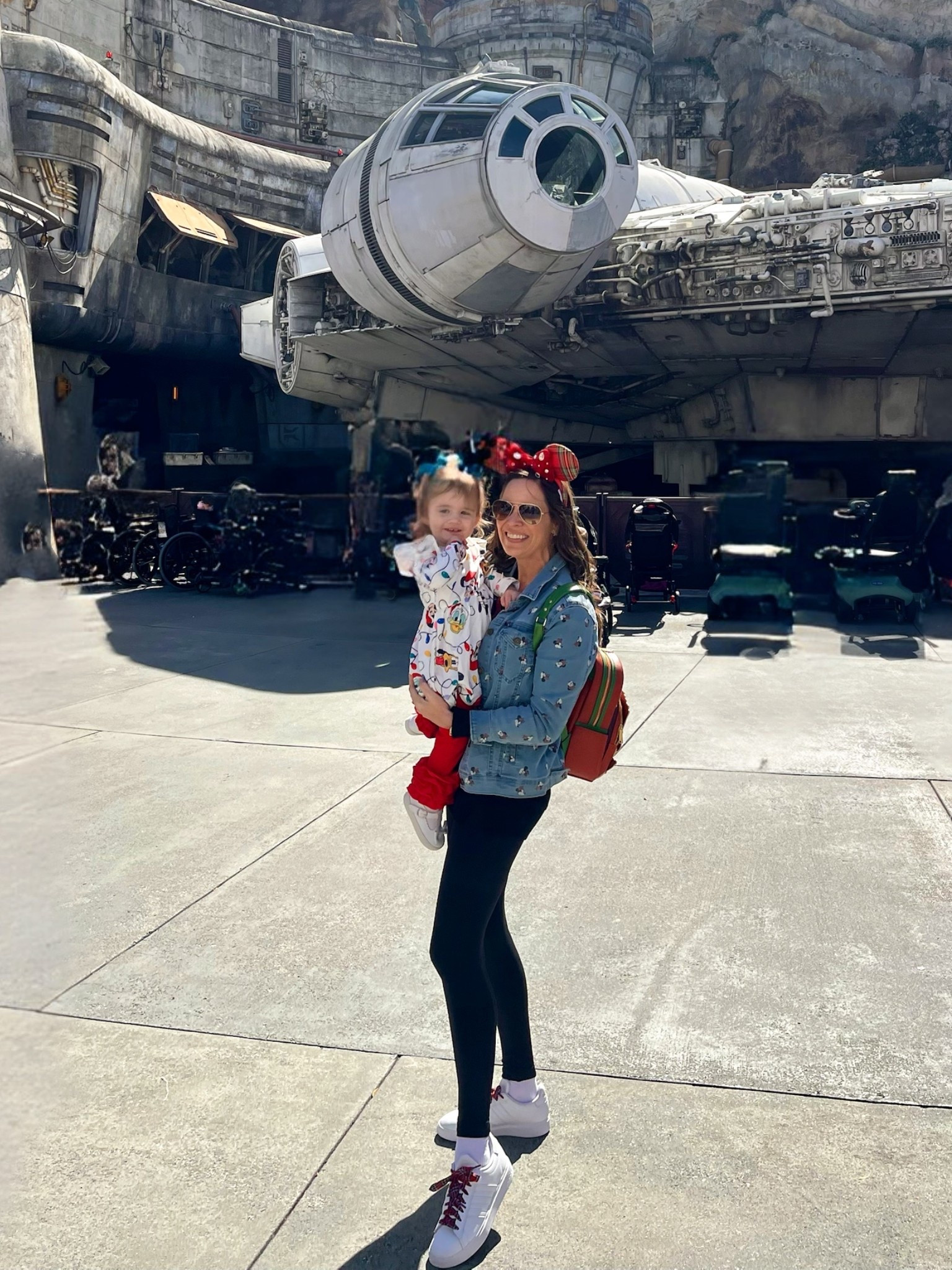 ✨ Disney’s Hollywood Studios • Matching Minnie Moment 🪐🎄

A little Disney magic among the galaxies ✨ Caroline and I twinned for a festive day at Star Wars: Galaxy’s Edge — proving that holiday spirit belongs in every corner of the parks! 🌟 I layered my Mickey & Friends denim jacket over the Mickey Mouse zip hoodie for that perfect mix of cozy and cool, paired with Shapermint high-waisted leggings and Adidas sneakers with plaid laces for comfy park hopping. 👟🎁

Caroline’s Christmas outfit was pure joy — her Disney Princess Minnie sweatshirt and bright red leggings were perfect for festive photos and fun! ❤️🎀 She wore Felix & Flora white bow sneakers and the sweetest mini mouse ear clips for her own touch of sparkle.

🎅🏻 We carried all the Christmas magic in the Loungefly Disney Gingerbread backpack, which might just be the cutest holiday accessory ever! 🍪

🎀 Shop our looks:
	•	Mickey Mouse & Friends Denim Jacket – Disney Store ($89.99)
	•	Mickey Mouse Zip Hoodie – Disney Store ($79.99)
	•	Shapermint High-Waisted Leggings ($38.99)
	•	Adidas Grand Court Sneakers ($49.00)
	•	Goodlace Plaid Shoelaces ($3.59)
	•	Minnie Mouse Reindeer Ears ($39.99)
	•	Loungefly Gingerbread Backpack ($72.99)
	•	Caroline’s Disney Minnie Sweatshirt ($14.00)
	•	HOOLCHEAN Red Toddler Leggings ($16.00)
	•	Felix & Flora White Bow Sneakers ($27.00)
	•	Mini Mouse Ear Hair Clips ($9.00)

💫 Disney holiday outfits • Mommy & Me Disney looks • Christmas at Hollywood Studios • Matching Minnie style • Disney Christmas 2025 • Family Disney outfits • Festive park looks • Holiday travel outfits • Disney World mom style • LTK Disney fashion 🎄

#LTKTravel #LTKHoliday #LTKFamily
