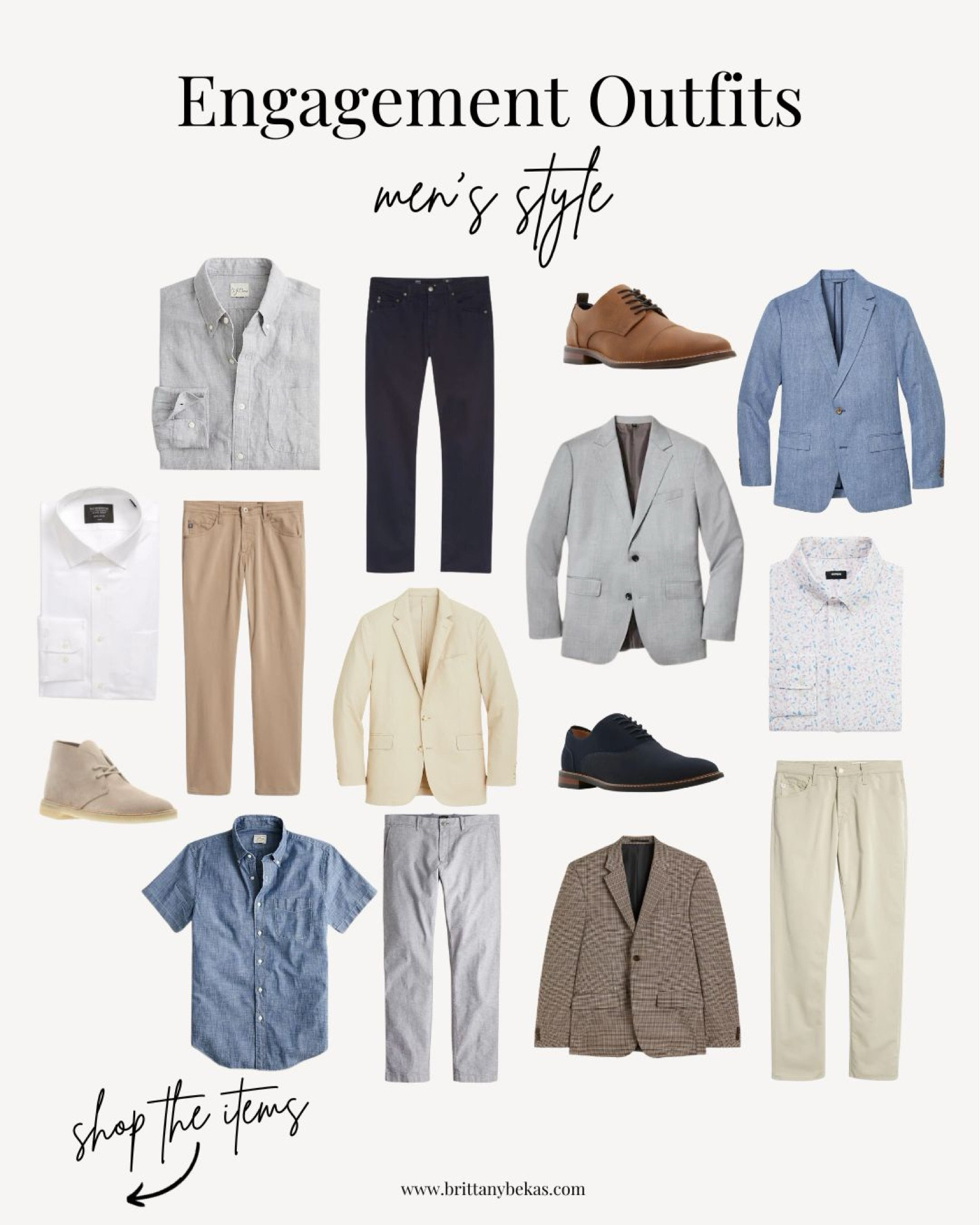 Some of my favorite outfits for men for engagement pictures. These engagement photo shoot outfits for men are classic, neutral and timeless. These men's outfit ideas are great for engagement pictures downtown, at the beach, in a field or in the mountains. Soft neutrals work in any photo location. 

Men fashion. / engagement photo outfits for men / men photoshoot outfits / men outfits / engagement picture outfits / engagement photos / men style 

#LTKmens #LTKstyletip