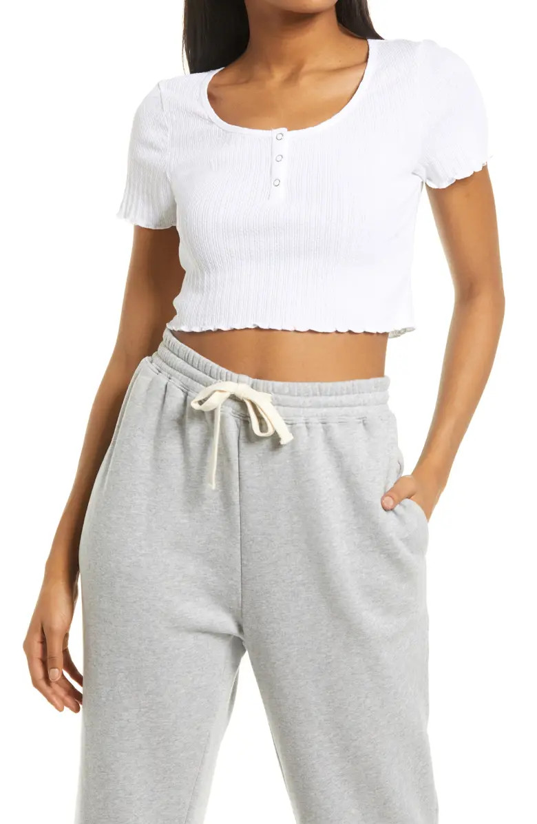 BP. Pointelle Rib Crop Henley | Nordstromrack | Nordstrom Rack