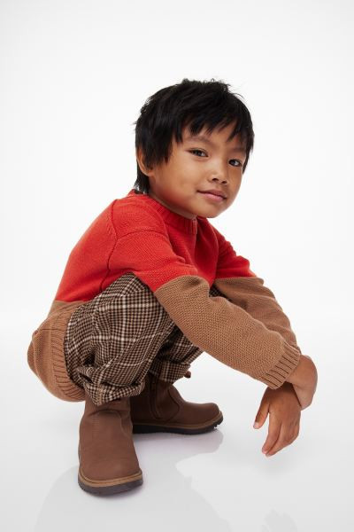 Relaxed Fit Pull-on Pants - Light brown/plaid - Kids | H&M US | H&M (US + CA)