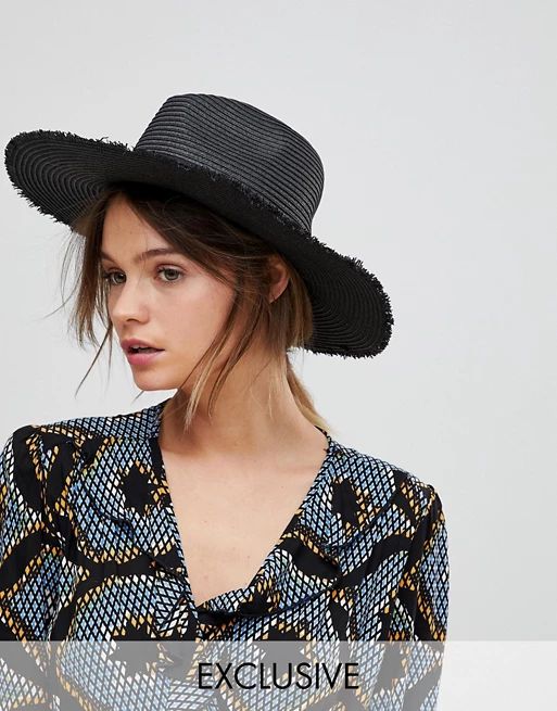 South Beach Black Straw Fedora Hat | ASOS US