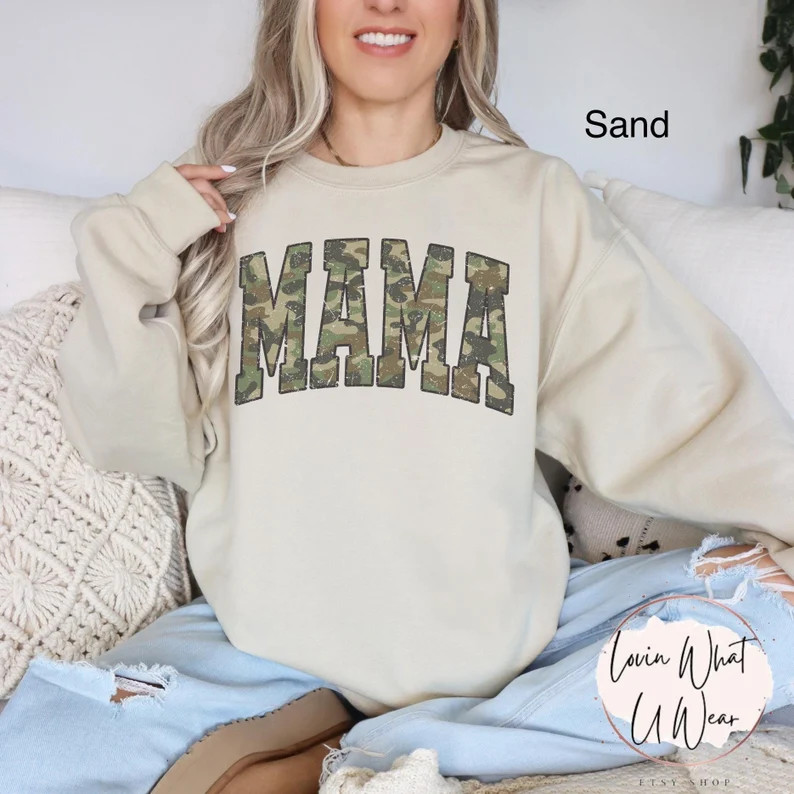Camo Mama Sweatshirt Varsity Mama Shirt Trendy Mom Sweater Mom Life Top Mothers Day Gift New Mom ... | Etsy (US)