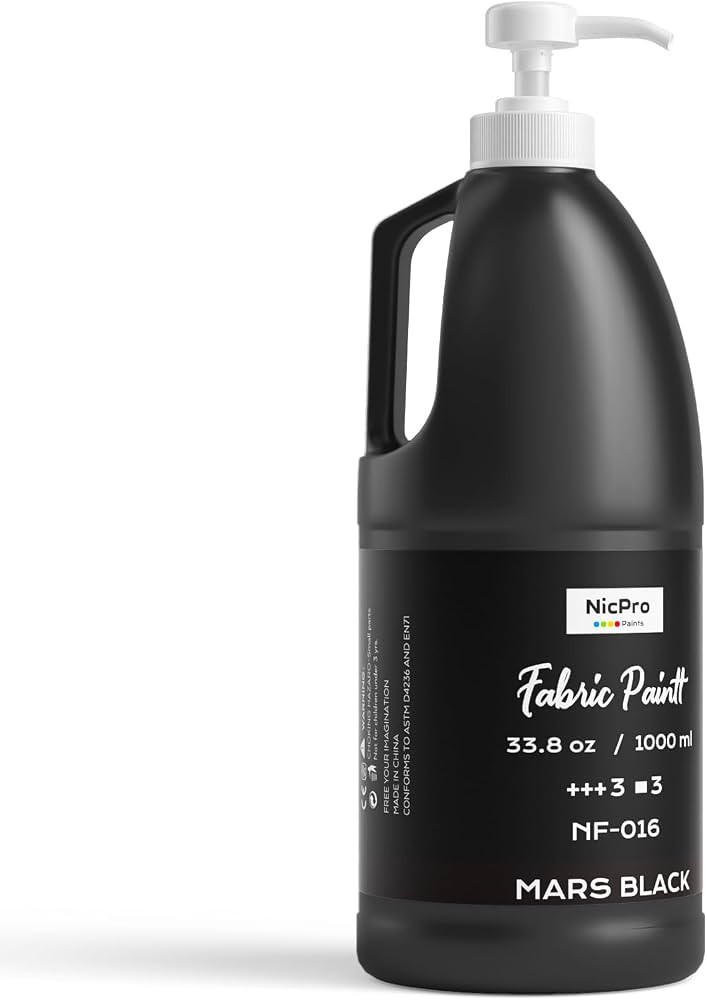 Nicpro Black Fabric Paint with Pump, 33.8 fl oz (1000 ml) Fabric Paint Black for Clothes Permanen... | Amazon (US)