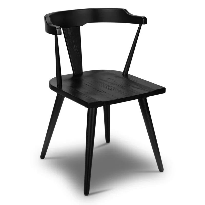 Agata Solid Wood Slat Back Side Chair in Black | Wayfair North America
