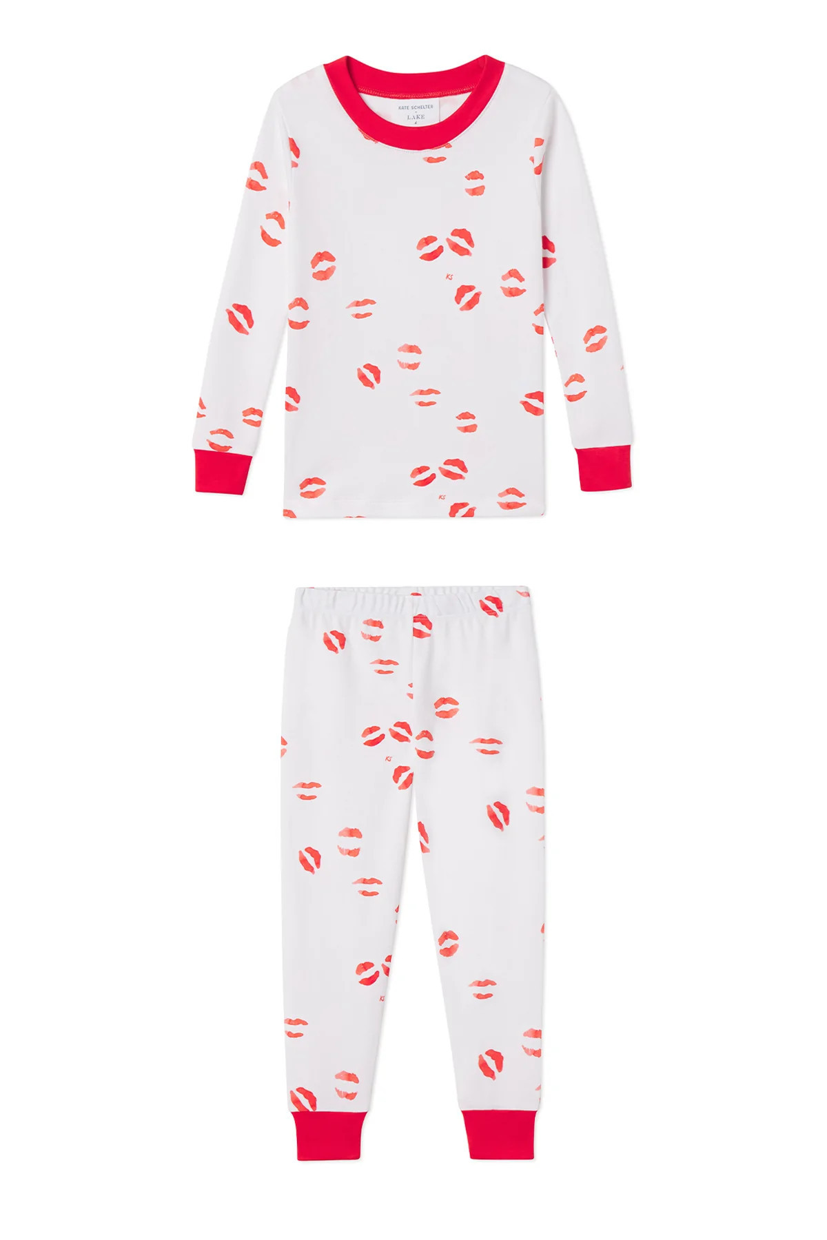 Kids Long-Long Set in Pink Heart | LAKE Pajamas