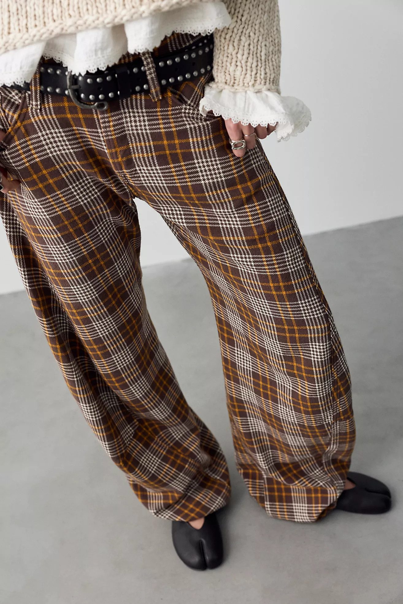 We The Free Fable Plaid Low-Rise Twisted Bowed Jeans | Free People (Global - UK&FR Excluded)