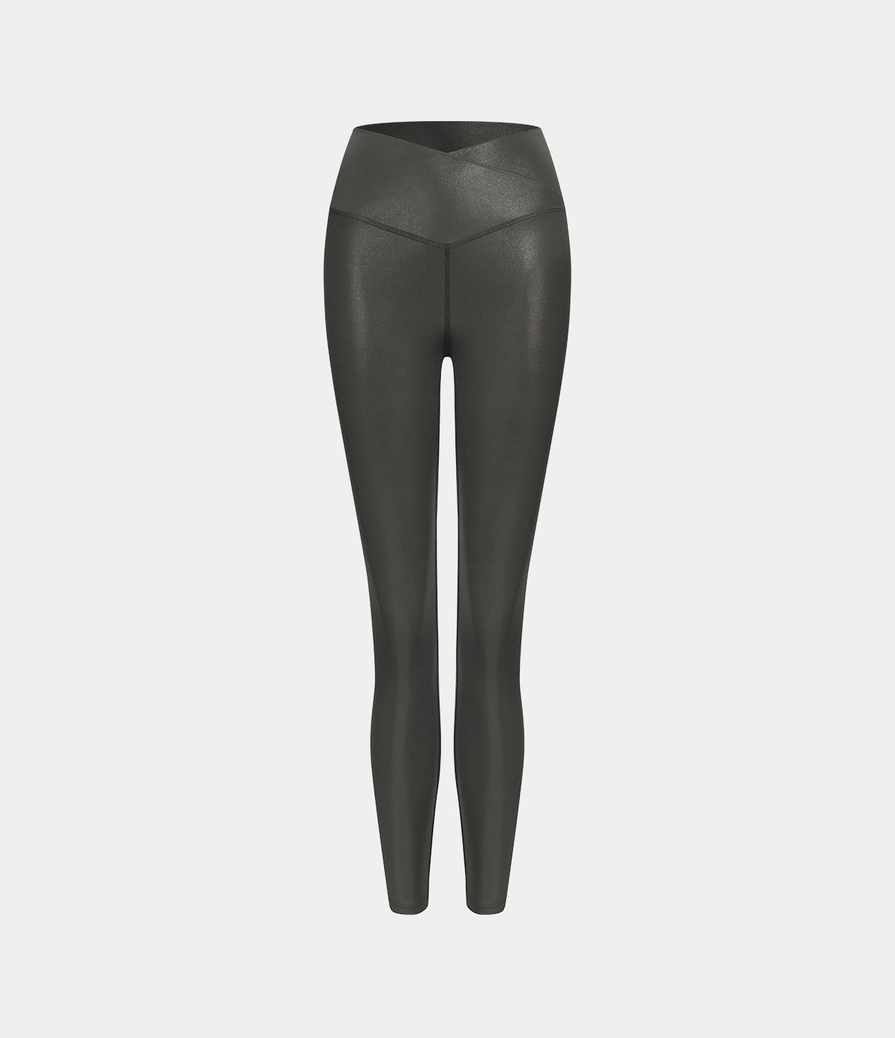 Women’s Softlyzero™ Faux Leather Crossover Back Pocket Foil Print Stretchy Casual Leggings - ... | HALARA