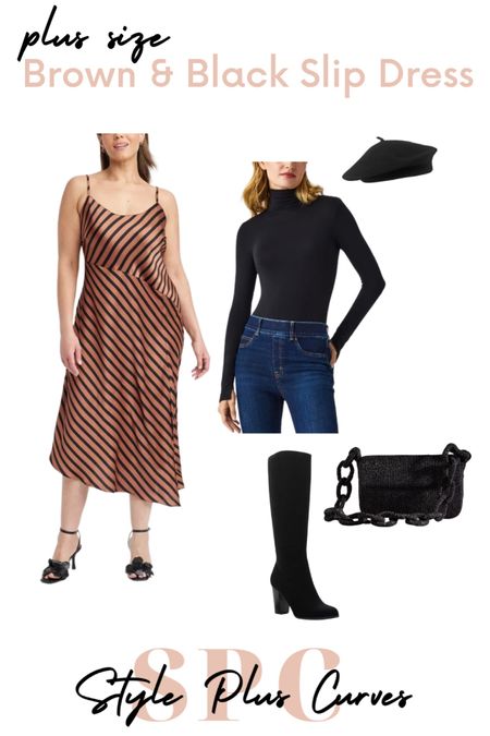 Had fun styling this plus size brown and black slip dress for winter!

#LTKfindsunder50 #LTKplussize