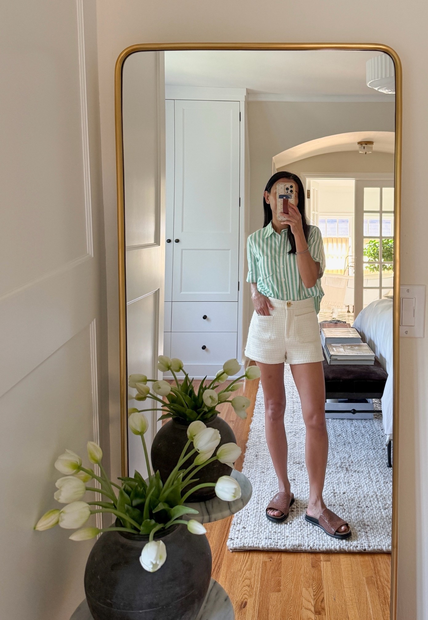 summer outfit. love the fit of this short sleeve button down top — wearing xxs. shorts are no longer available but linking alternatives here. white shorts are a summer staple for me.

#LTKmomlife #LTKPetite
