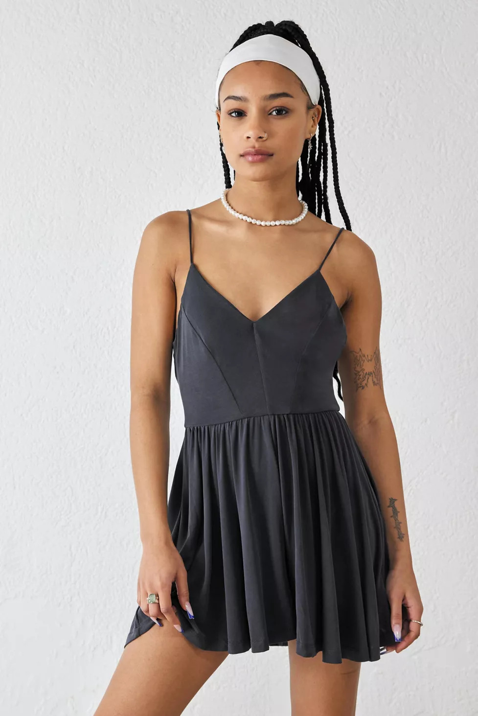 UO Vanessa Cupro Romper | Urban Outfitters (US and RoW)
