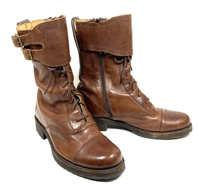 Frye Women's Size 8B  Brown Leather Lace Up Cap Toe Military Combat Boot #77790  | eBay | eBay US