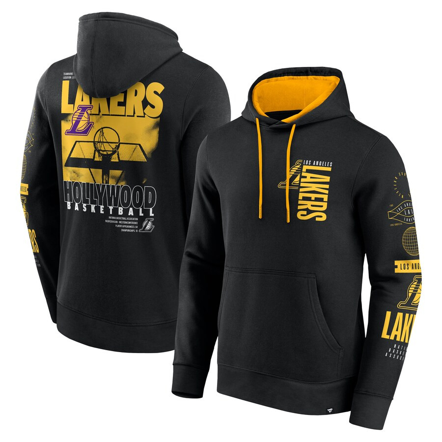 Los Angeles Lakers Fanatics Game Time Crossover Pullover Hoodie - Black | Fanatics