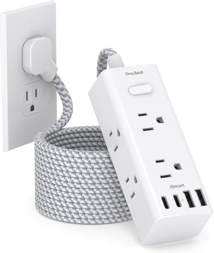 20 Ft Extension Cord with Multiple Outlets, Flat Plug Power Strip Surge Protector with 20 Ft Long... | Amazon (US)