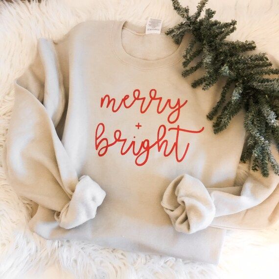 Merry and Bright Sweatshirt  Holiday Sweatshirt  Christmas | Etsy | Etsy (US)