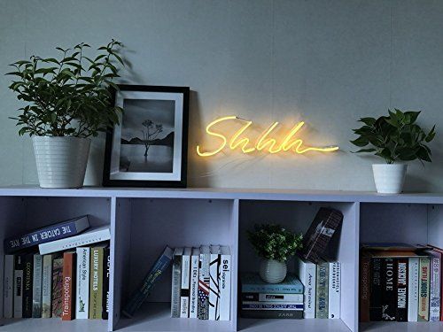Shhh Neon Sign Real Glass Handmade Visual Artwork Home Decor Wall Light | Amazon (US)